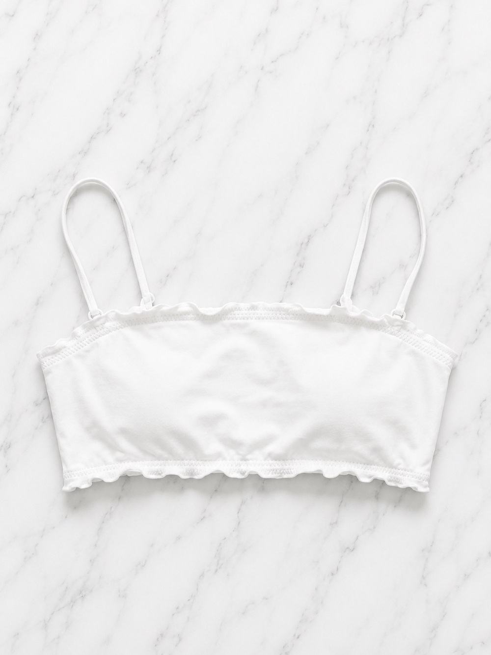 White Ruffled Edge Bikini Top
